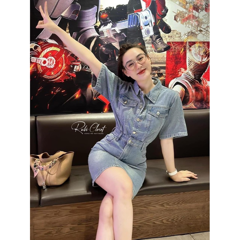 Váy Jean Phối Nút Co Giãn Mã KH50