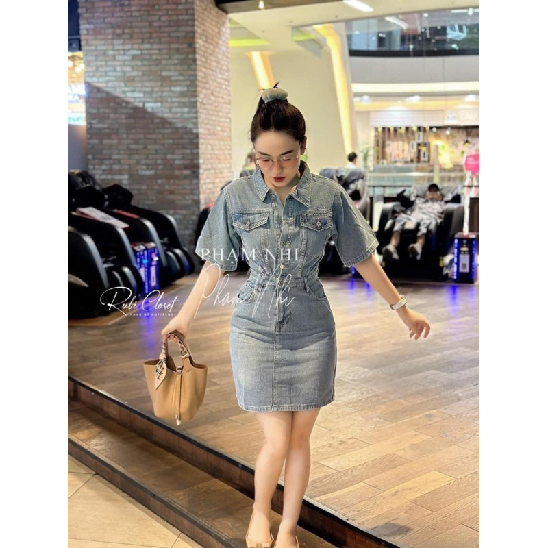 Váy Jean Phối Nút Co Giãn Mã KH50