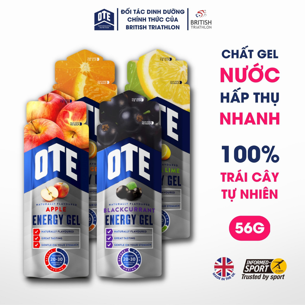 Liquid Gel Năng Lượng OTE Energy Gel, Dạng Nước Dễ Ăn Hơn, Hấp Thụ Nhanh, 100% Hoa Quả Thật, Không Gây Đầy Bụng