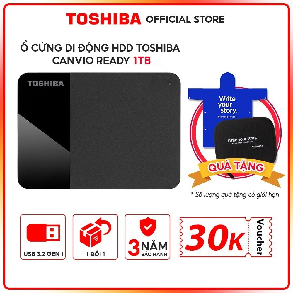 Ổ cứng di động HDD Toshiba Canvio Ready 1TB chính hãng