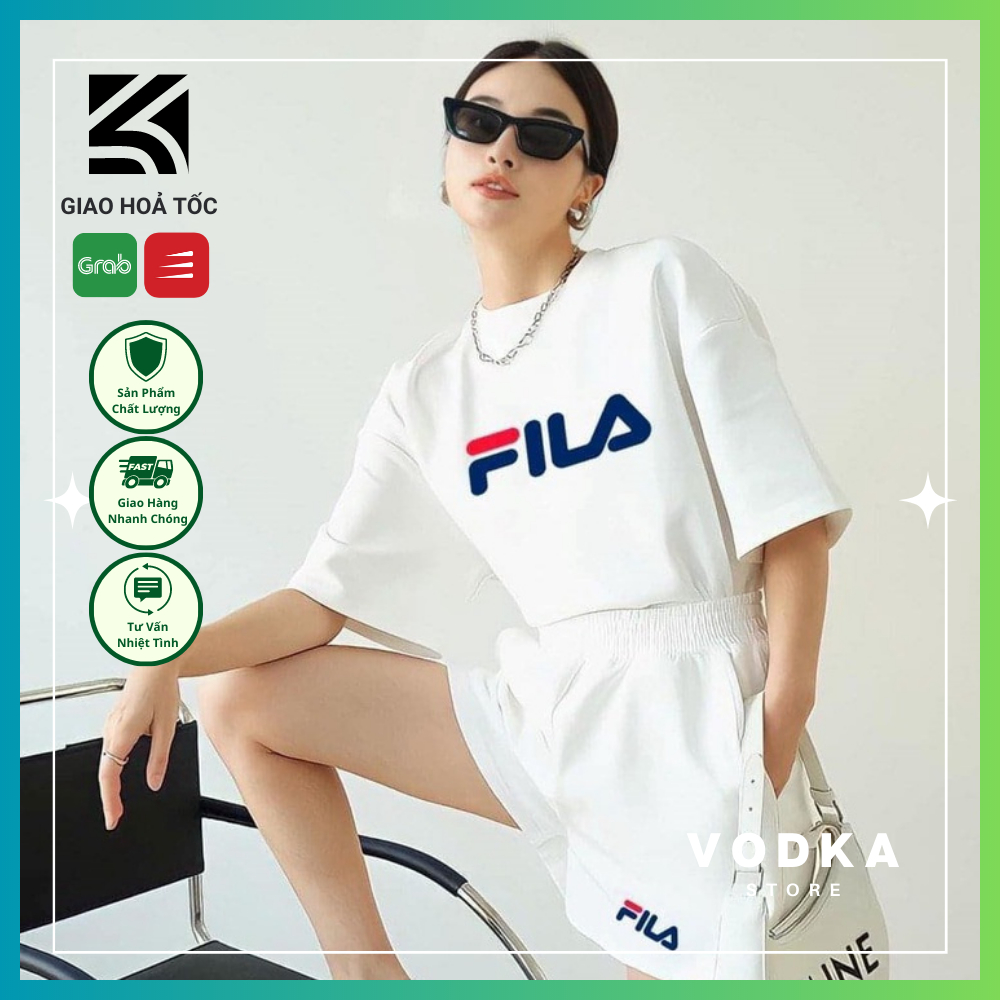 Bộ Thun Cao Cấp fi la Unisex Form Rộng Chất Cotton Mát Mịn Thấm Hút Mồ Hôi