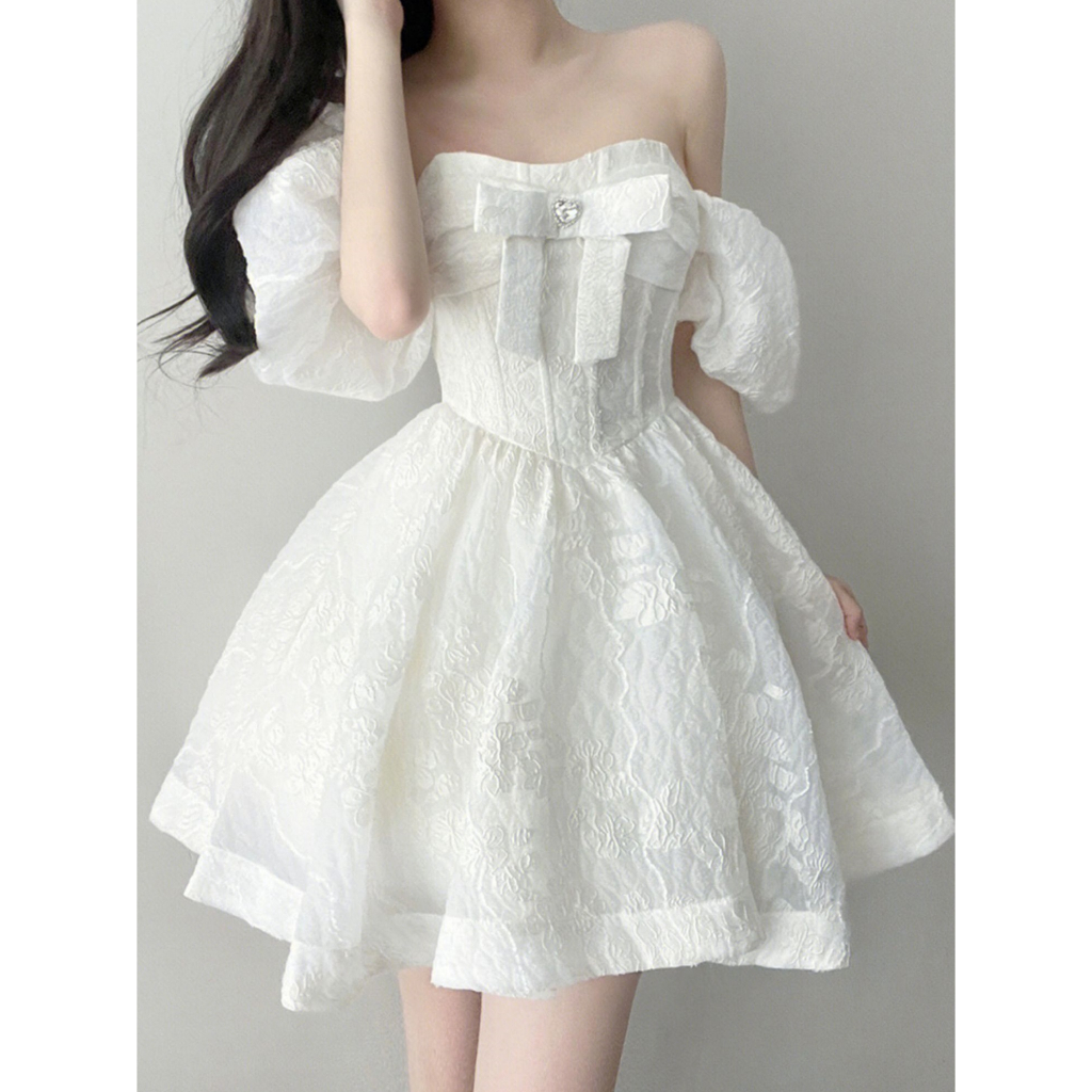 Đầm công chúa mặc 2 kiểu, váy trễ vai chất gấm 2 lớp hàng Thiết Kế đi chơi, kỷ yếu, sinh nhật đi tiệc