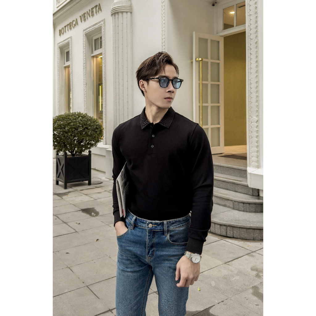 Áo Polo Nam Trơn Dài Tay Polido Chất Liệu Thoáng Mát Co Giãn Form Slimfit Thấm Hút Mồ Hôi Tốt Thời Trang Nam Hiện Đại