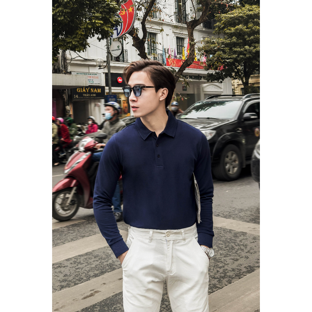 Áo Polo Nam Trơn Dài Tay Polido Chất Liệu Thoáng Mát Co Giãn Form Slimfit Thấm Hút Mồ Hôi Tốt Thời Trang Nam Hiện Đại