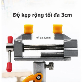 Ê tô mini đặt bàn hút mặt phẳng xoay 360 độ