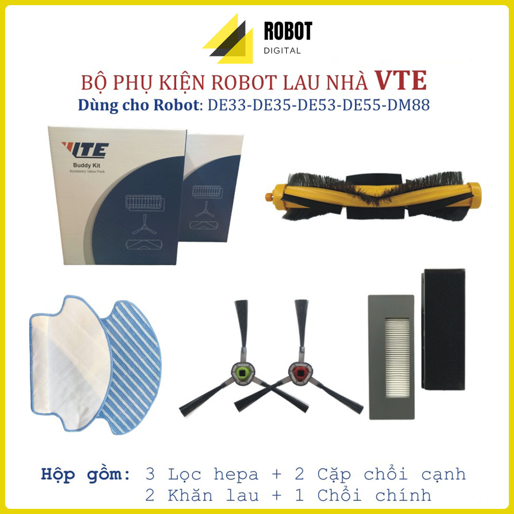 Bộ Phụ Kiện Chính Hãng VTE Thay Thế Cho Robot Hút Bụi DE33/DE35/DE53/DE55/DM88
