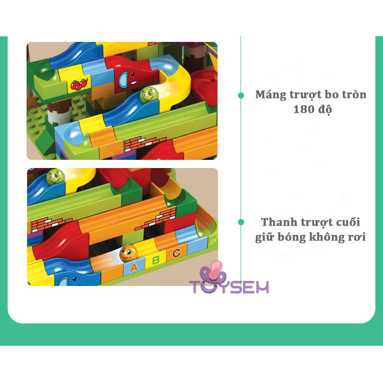 Đồ chơi lắp ráp mô hình cầu trượt thả bi 206 chi tiết JS8017 - Quà tặng sinh nhật cho bé