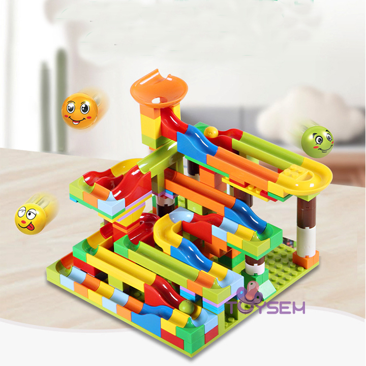 Đồ chơi lắp ráp mô hình cầu trượt thả bi 206 chi tiết JS8017 - Quà tặng sinh nhật cho bé