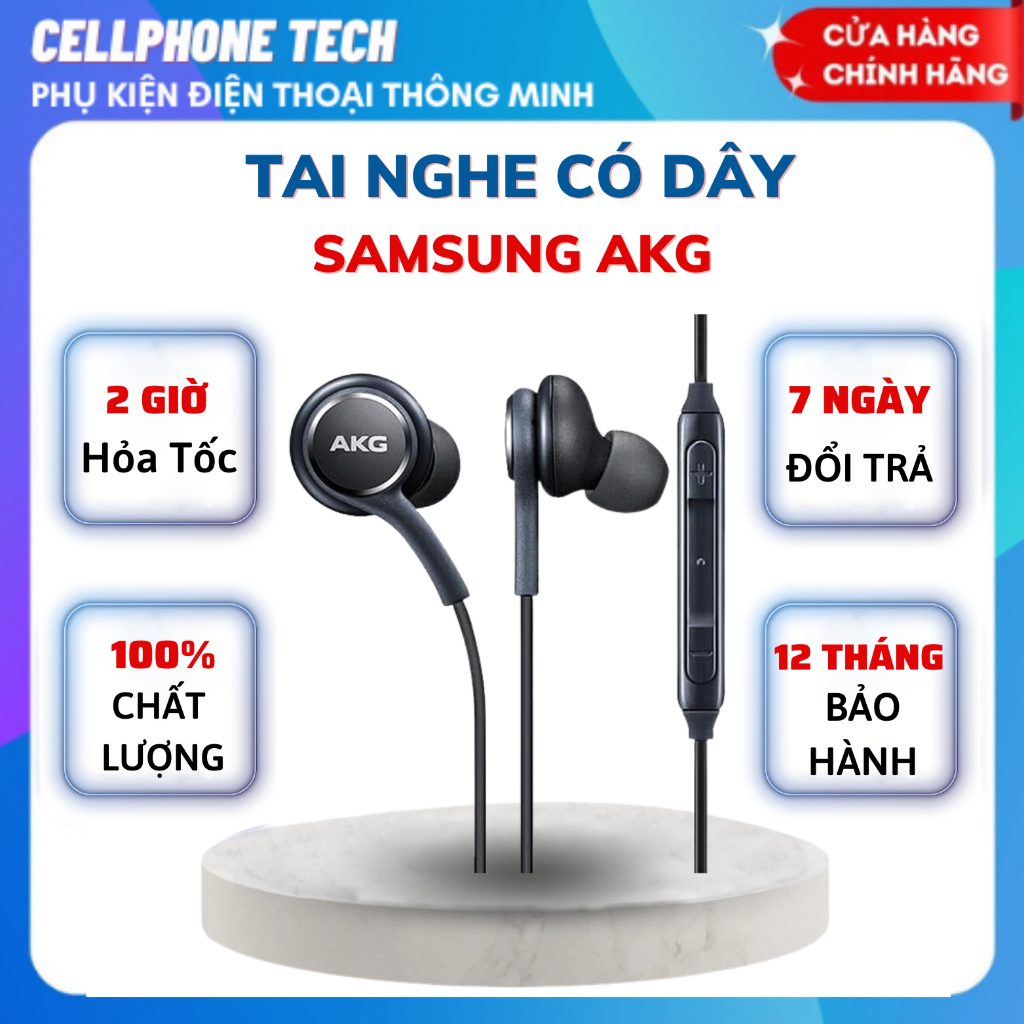 Tai nghe có dây, tai nghe nhét tai ss AKG cho điện thoại, tai nghe dây âm thanh chuẩn, có mic đàm thoại , bảo hành 12T