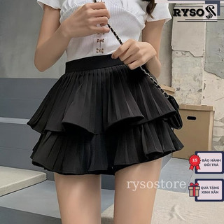 Chân Váy Tầng Xếp Ly Xòe Dáng Ngắn 2 Tầng Lưng Cạp Cao RYSO Kèm video sp + Ảnh