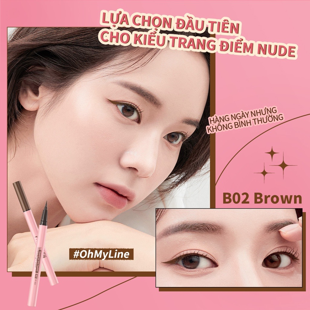 Bút kẻ mắt Pinkflash dạng lỏng nhanh khô màu đen màu nâu chất lì chống nước lâu trôi