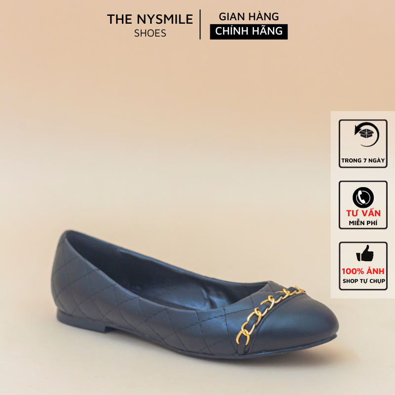Giày búp bê bệt viền chỉ dây xích vàng - The NySmile - DUBAO
