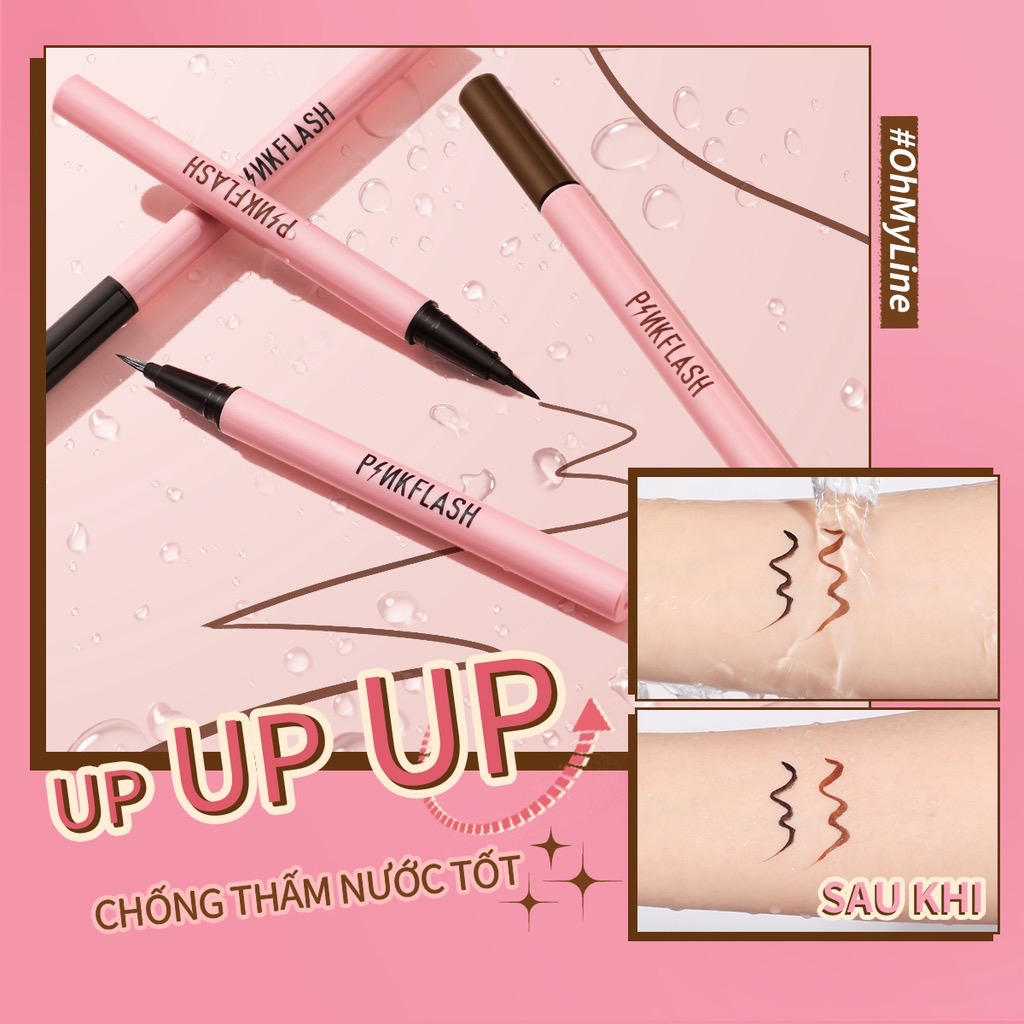 Bút kẻ mắt Pinkflash dạng lỏng nhanh khô màu đen màu nâu chất lì chống nước lâu trôi