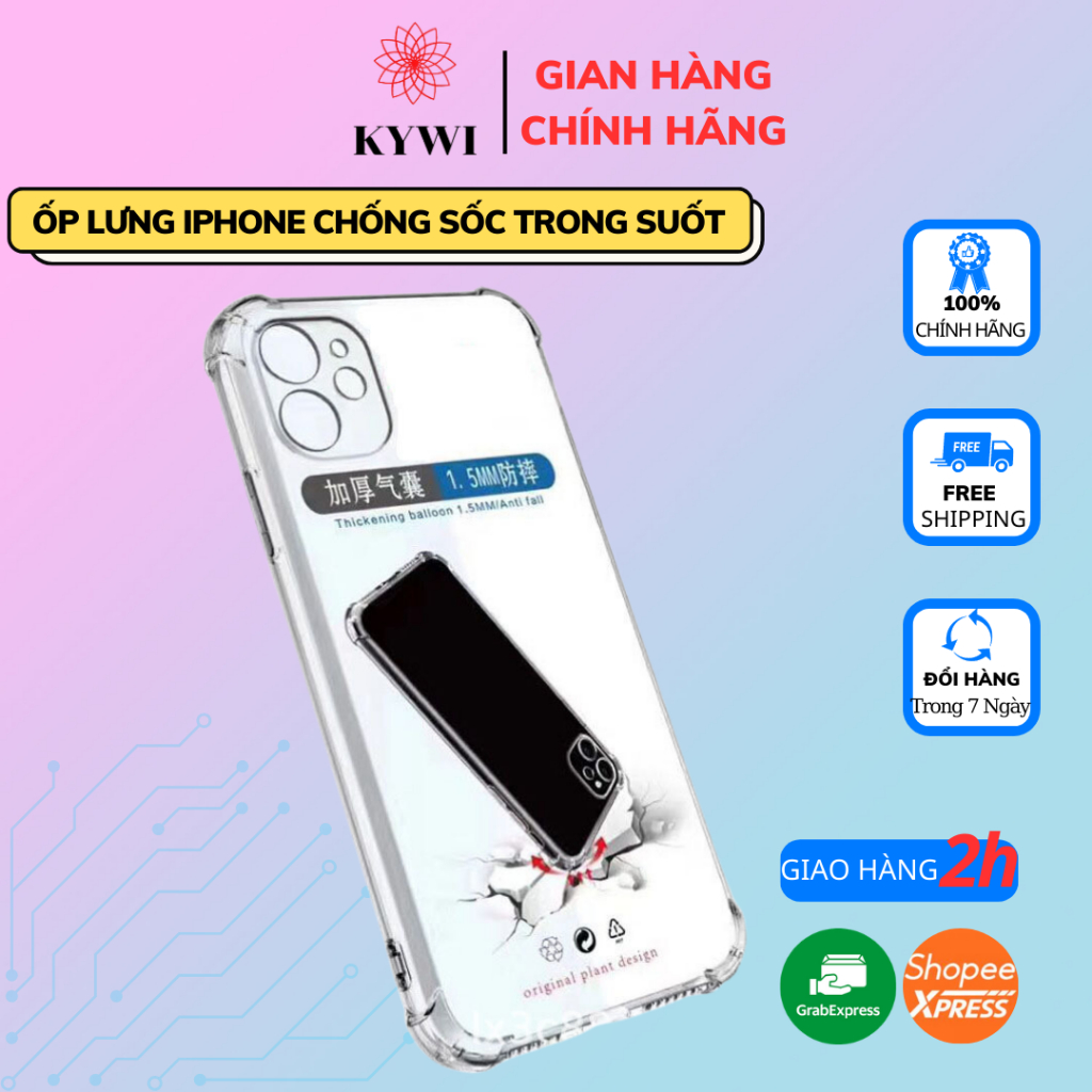 Ốp lưng iphone chống sốc trong suốt loại dày 1,5mm BVC 6G/7G/6plus/7plus/8/8plus/x/xr/xs/11/12/13/pro/max/plus/promax