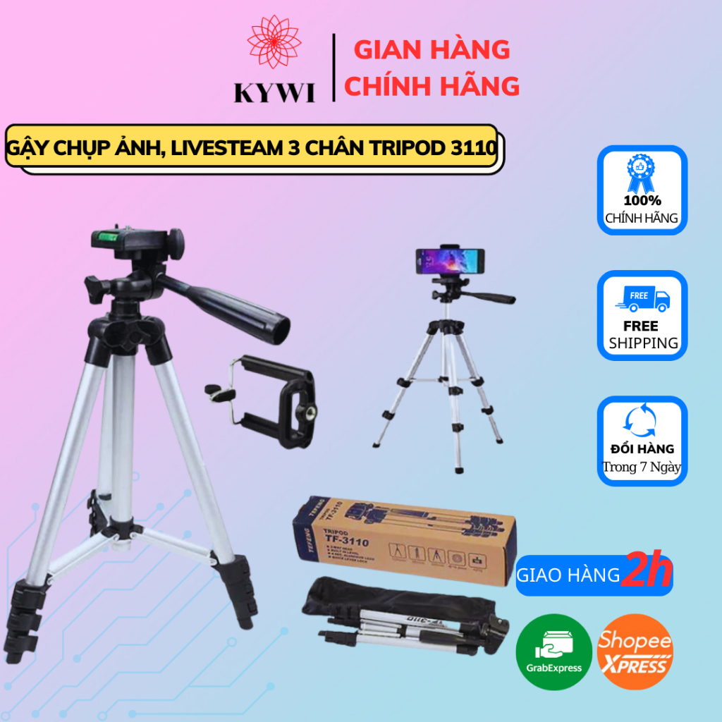 Gậy chụp ảnh 3 chân, giá đỡ điện thoại, Tripod, cây livestream - KYWI SHOP