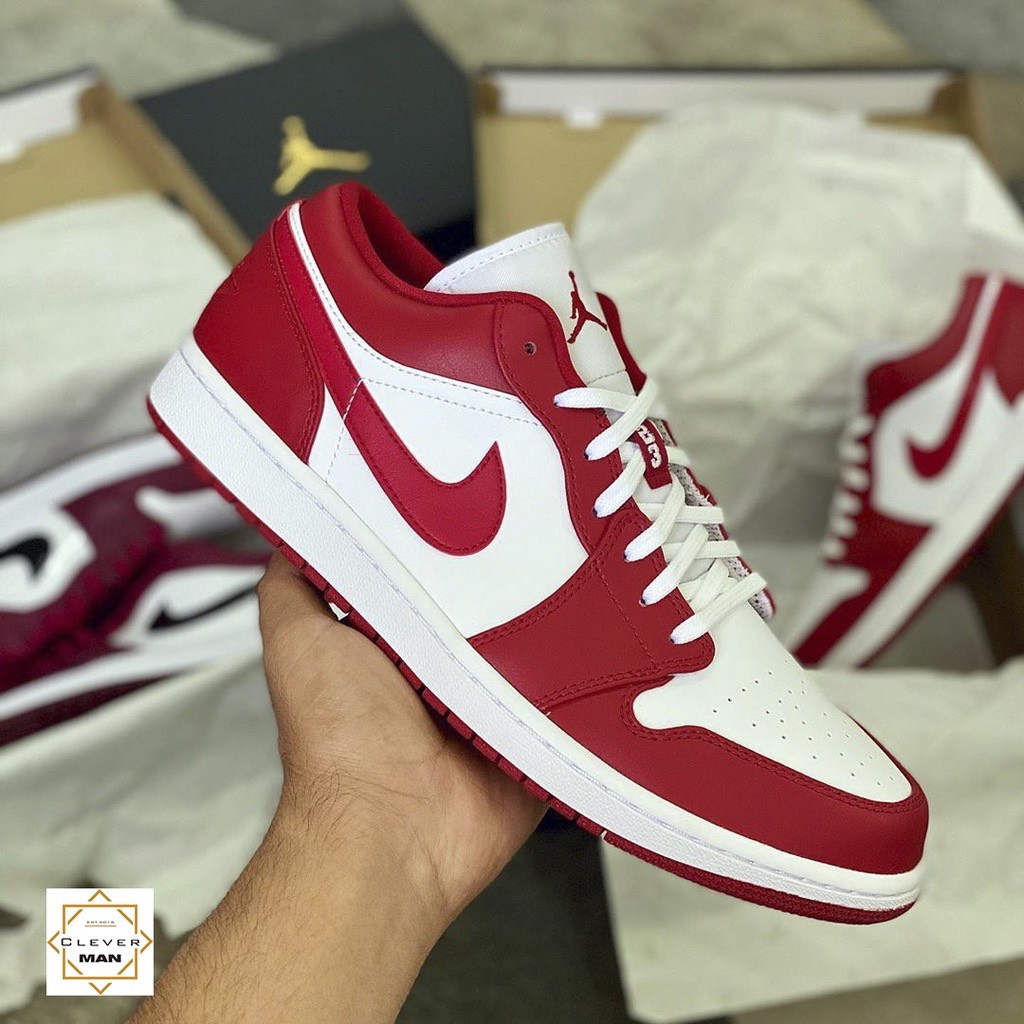 Giày jordan trắng đỏ cổ thấp hàng chuẩn s.cấp trung, jordan gymred đế Air đủ size 36-43 cho nam nữ