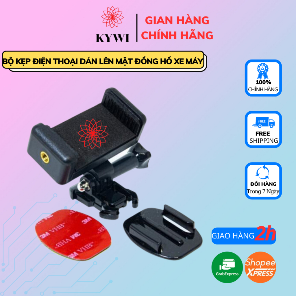 Kẹp Điện Thoại Dán Lên Mặt Đồng Hồ Xe Máy, Có Đế Cài Dễ Tháo Lắp -KYWI