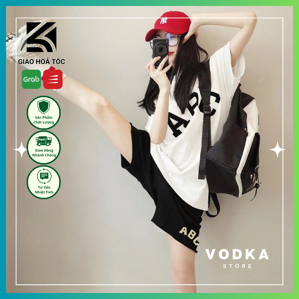 Bộ Thun Cao Cấp Bộ Thun Thiết Kế ABC Unisex Form Rộng Chất Cotton Mát Mịn Thấm Hút Mồ Hôi - Vodka Store