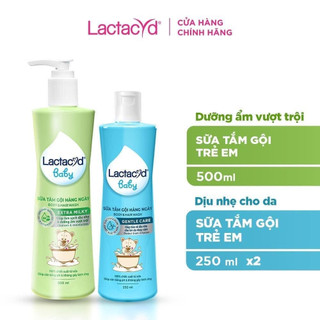 [Có bill] Sữa Tắm Gội Cho Bé Lactacyd Milky 250ml và 500ml - Ngừa Hăm, Rôm Sảy