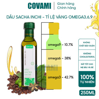[DATE MỚI ] Dầu ăn hữu cơ sachi inchi giàu omega 3 6 9 cao gấp 16 lần so với dầu Oliu thương hiệu COVAMI 250ML