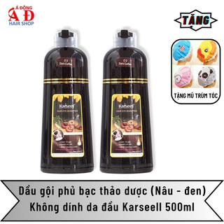 Dầu gội phủ bạc nhuộm tóc (nâu - đen) Karseell Hair Dye Shampoo không dính da đầu 500ml 