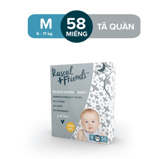 Tã/bỉm quần rascal + friends size m 58 miếng