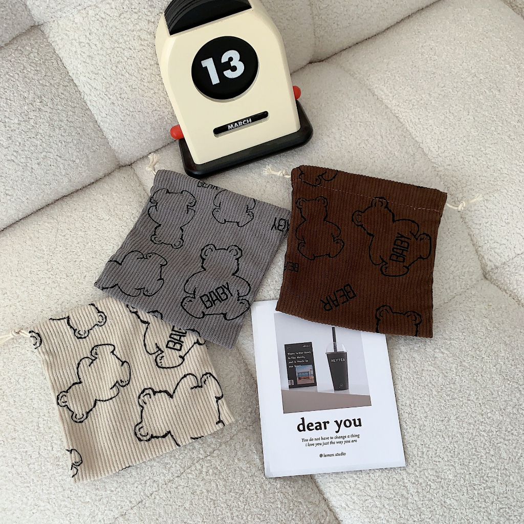 Túi Rút Mini Túi Đựng Đồ Drawstring Vải Cotton Gân In Hoa Cúc Daisy