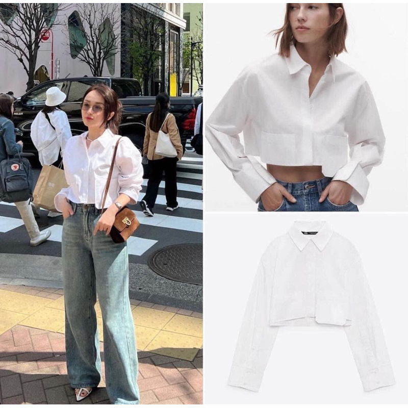 Sơ mi dài tay dáng croptop Za.ra