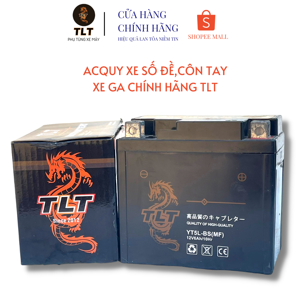 Ắc quy khô xe máy TLT 6AH/12V dùng cho xe wave,dream và các dòng xe tay ga bảo hành 12 tháng]