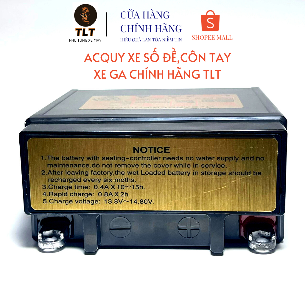 Ắc quy khô xe máy TLT 6AH/12V dùng cho xe wave,dream và các dòng xe tay ga bảo hành 12 tháng]