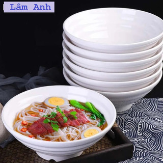 Tô chén bát kiểu nhật màu đen trắng loại lớn 20cm, chén ăn cơm đen trắng melamin
