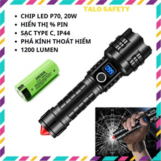 Đèn pin siêu sáng led XHP70 mã 02, sạc type C, pin 26650