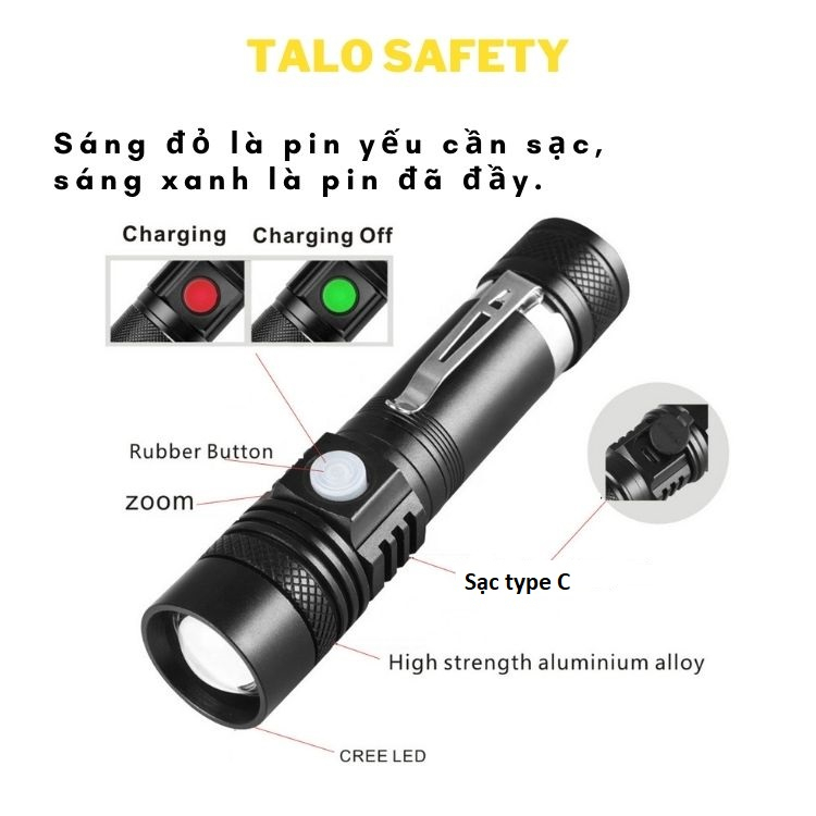 Đèn pin siêu sáng cầm tay mini led T6 MÃ 20, pin 18650 chống nước tốt