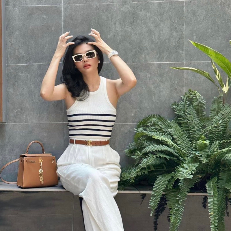 Áo ba lỗ dệt kim hoạ tiết kẻ Za.ra