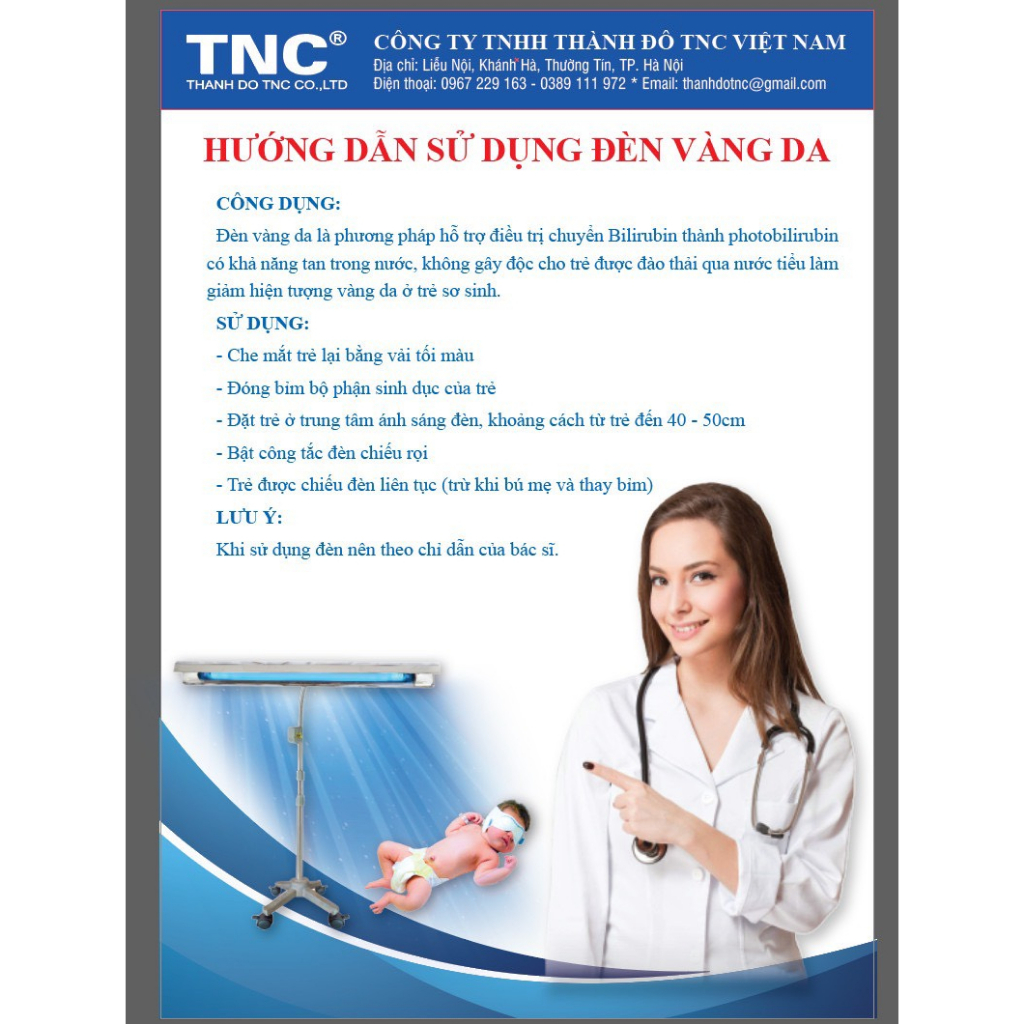 Đèn chiếu vàng da trẻ sơ sinh TNC  có chân bánh xe