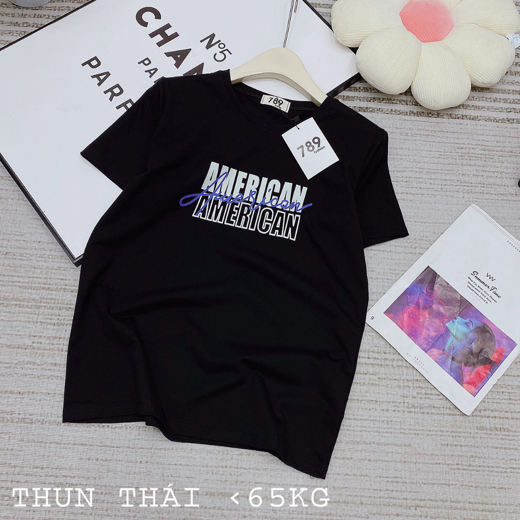 Áo Thun Thái Cao Cấp Vải Mền Mịn Thấm Hút - Áo Phông Nữ Chữ American YUNA