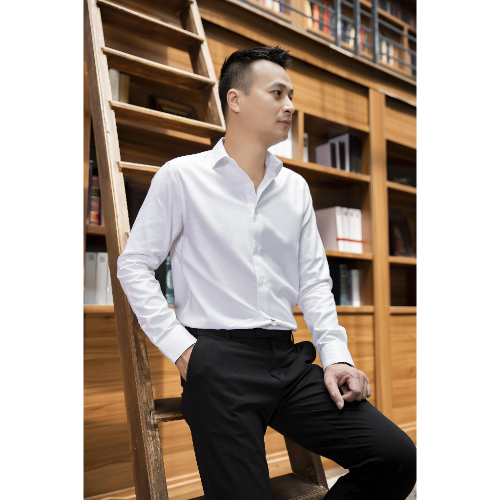 Áo sơ mi dài tay trắng các loại vân trẻ trung, tôn dáng, thương hiệu PAULTHOMAS cao cấp
