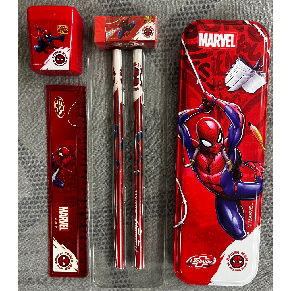 Bộ dụng cụ học tập 6 món Spider Man Lifebuoy Hàng KM
