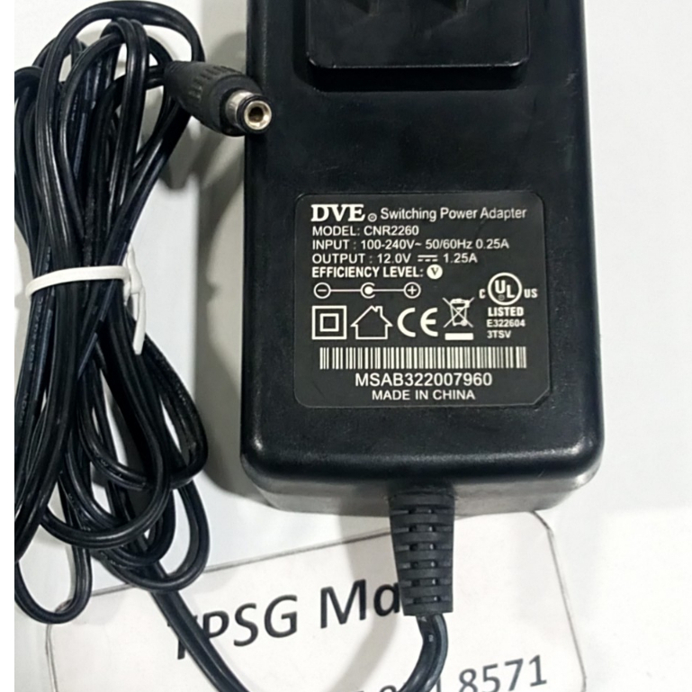 Nguồn Adapter DC: 12V - 1.25A (Đầu Lớn - Chuẩn đầu 5.5mm X 2.1mm
