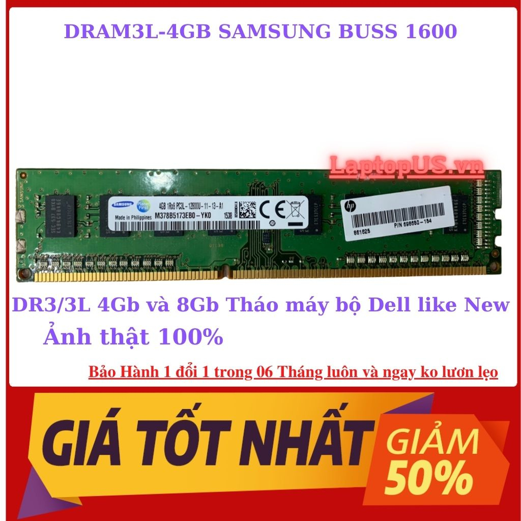 Ram PC DR3/DR3L 4Gb 12800U- Ram chính hãng tháo từ máy Dell HP IBM BH đổi luôn không lươn lẹo