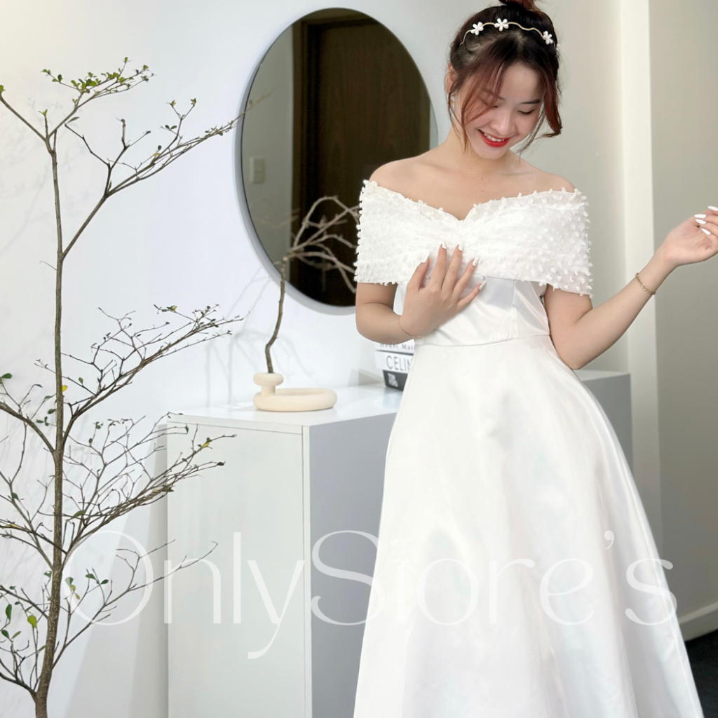 TK032 Đầm tiểu thư trễ vai dáng xòe