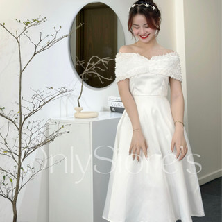 TK032 Đầm tiểu thư trễ vai dáng xòe