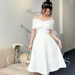 TK032 Đầm tiểu thư trễ vai dáng xòe