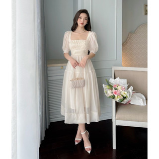 ( 55-90kg ) ĐẦM MAXI TAY PHỒNG BIGSIZE ( ảnh thật shop tự chụp )