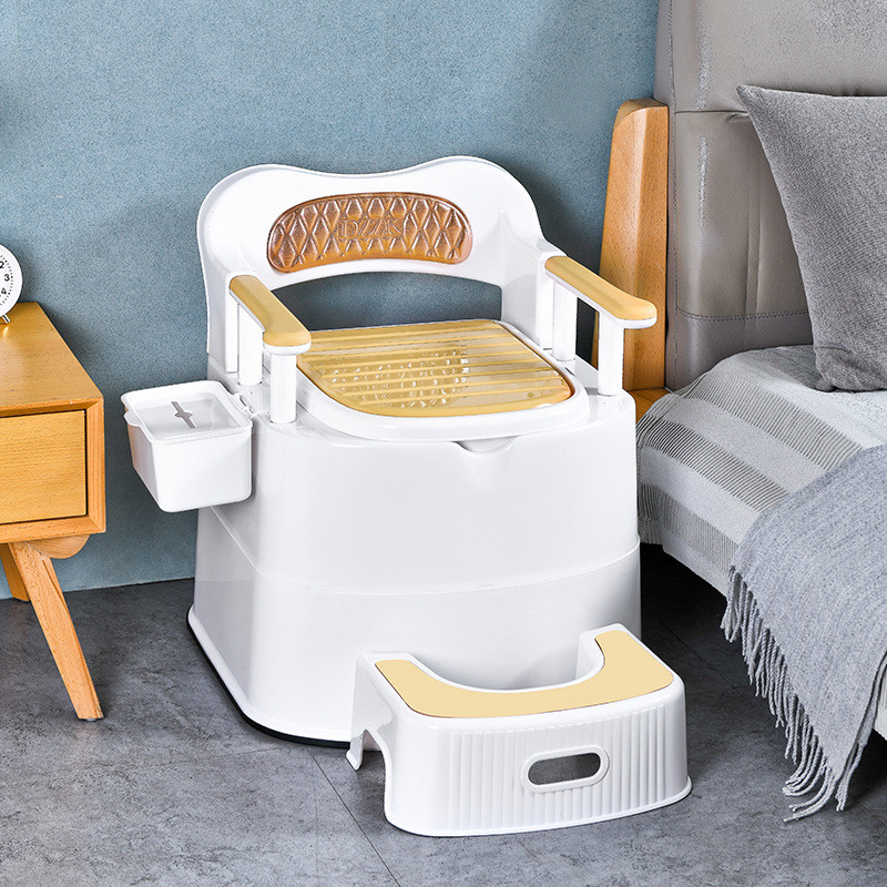 Bồn cầu di động kèm gác chân tư thế thoải mái, bô vệ sinh cho người già, phụ nữ có thai cao cấp hàng loại I