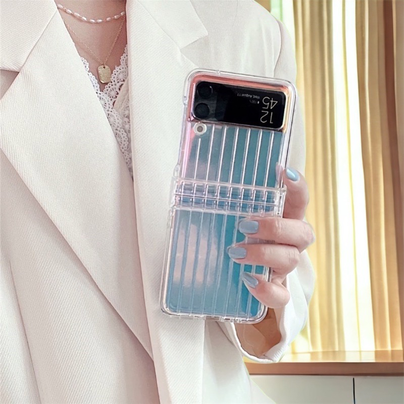 Ốp lưng Galaxy Z Flip 4, Z Flip 3 nhựa cứng trong có vân nổi