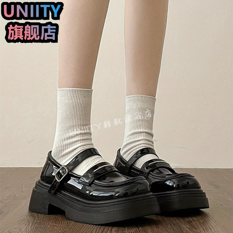 Giày Da Nữ Đế Cao Chất Da Bóng Lót Caro Phong Cách Vintage Hàn Quốc