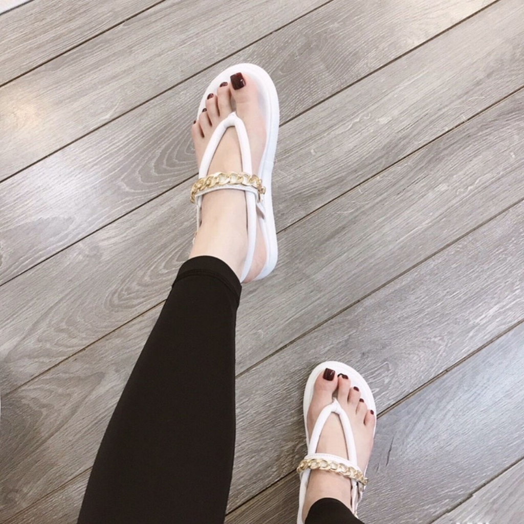 Dép nữ sandal kẹp xích ống tròn xích ngang lùi size