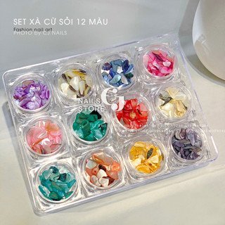 Set xà cừ sỏi Hàn Quốc 12 màu trang trí móng