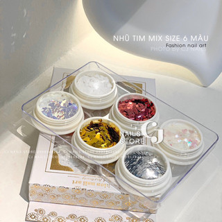 Set nhũ tim 6 màu mix size